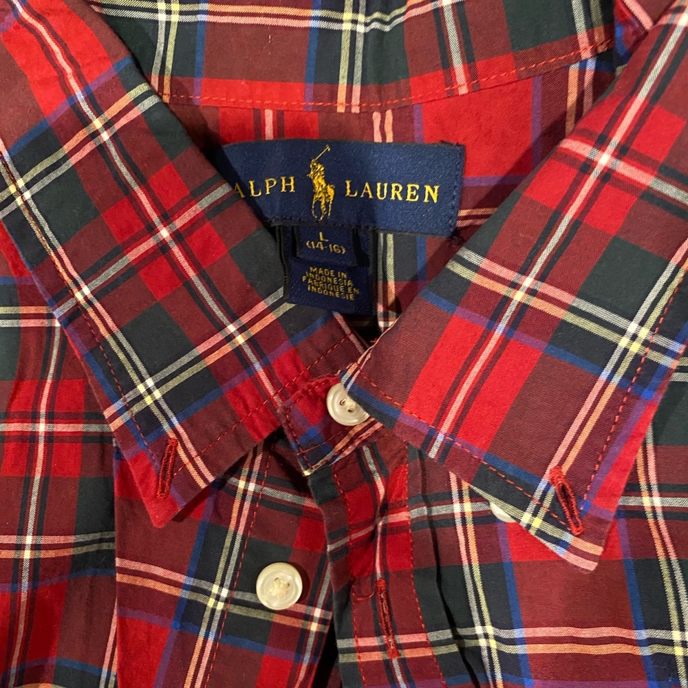 Boys large like new plaid Ralph Lauren button down